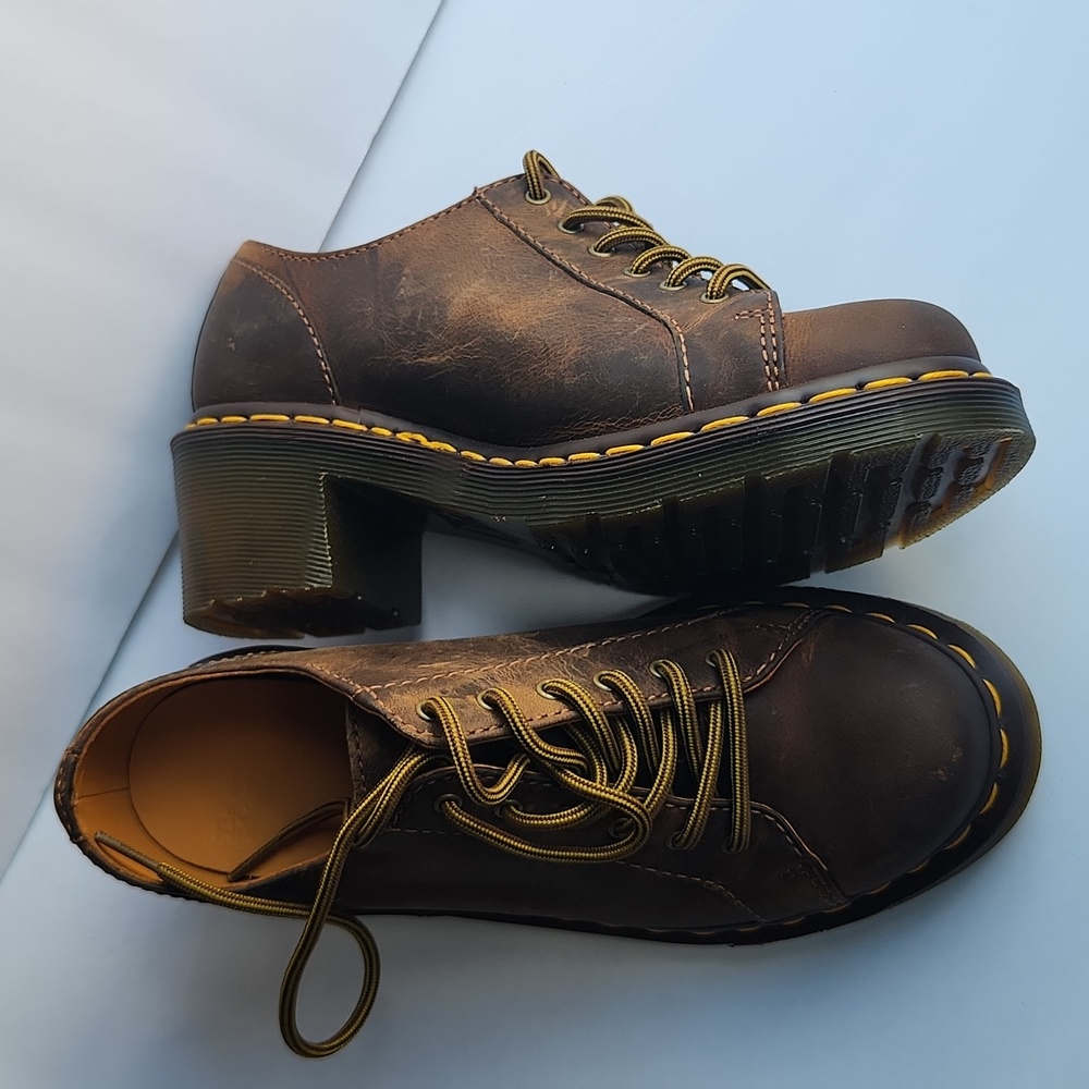 COPY - DOC MARTENS Bronwyn chunky heeled brown leather loafers Creepers